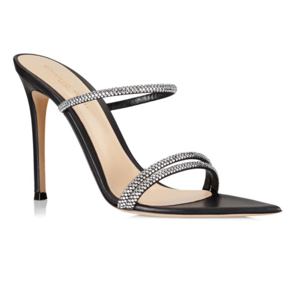 Gianvito Rossi Cannes 105 Crystal Embellished Leather Sandals